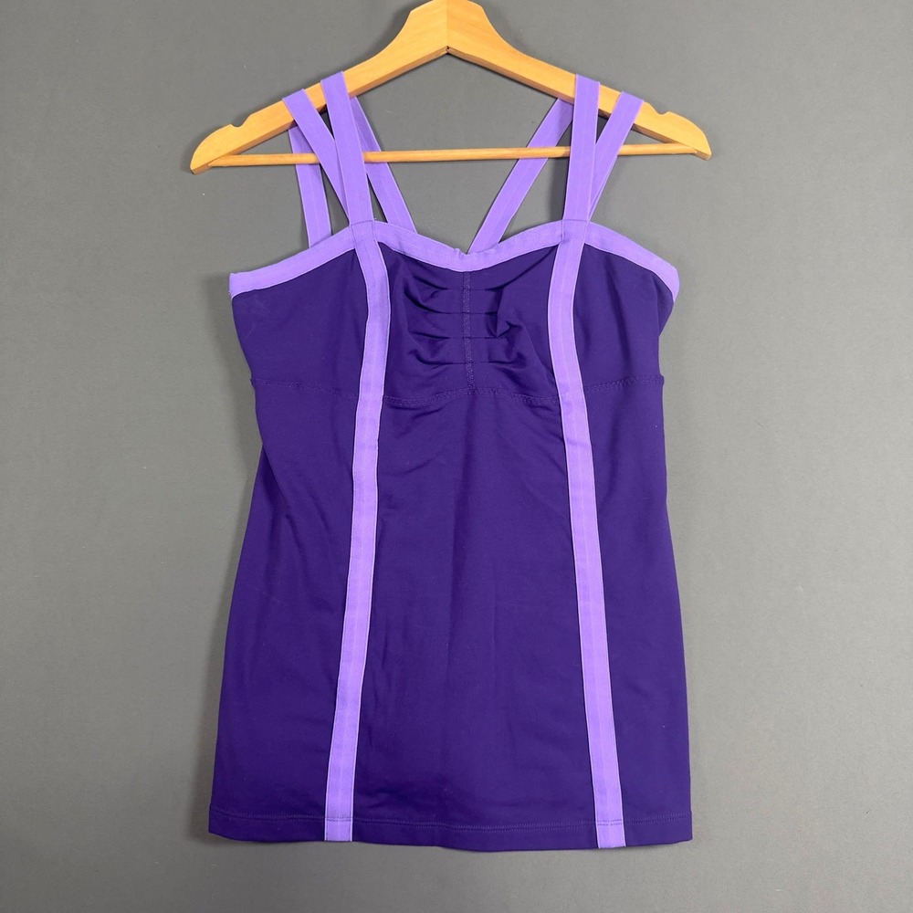 Lululemon Power Y Tank Top Womens Size 8 Purple Built In Bra Yoga Workout